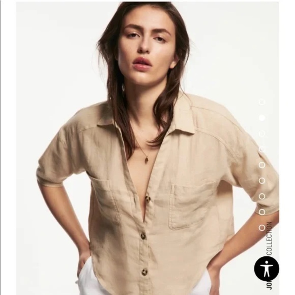 Zara Women's Tan Button-Down Shirt